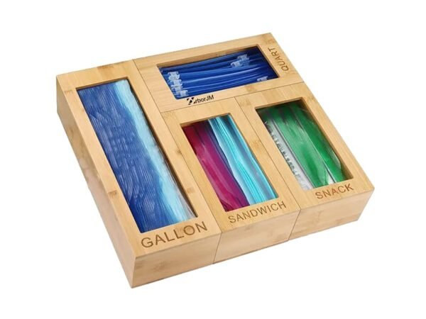 Bamboo Ziplock Bag Organizer for Drawer