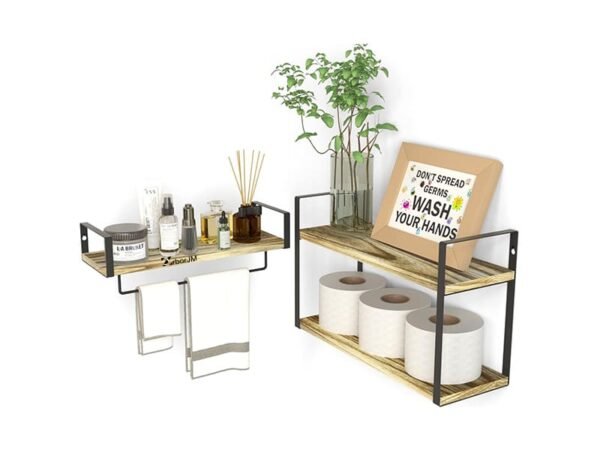 WSJM174I Floating Shelves Wall Mounted With Towel Bar (1+2 Tier, Original)