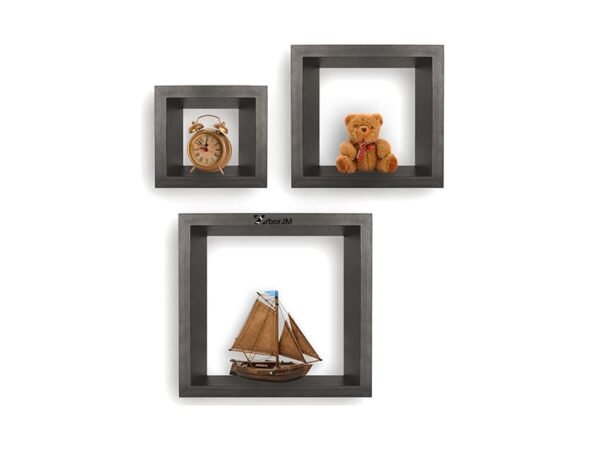 Wood Floating Wall Mount Shelves (3 Cube, Walnut Brown)